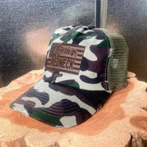 Redneck Gun Club CAMO Hat - Brown on Black Patch - Distressed Hat